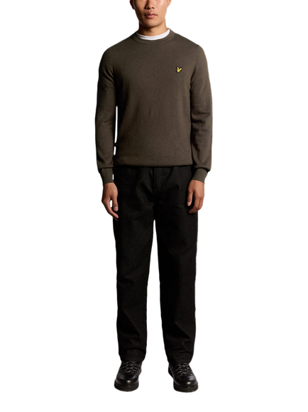 Lyle & Scott Cotton Rich Knit Crew Neck Jumper, X863 Espresso - view 2, X863 Espresso