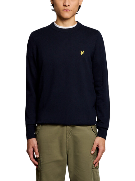 Lyle & Scott Cotton Wool Blend Crew Neck Jumper, Z271 Dark Navy, Z271 Dark Navy