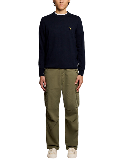 Lyle & Scott Cotton Wool Blend Crew Neck Jumper, Z271 Dark Navy - view 2, Z271 Dark Navy
