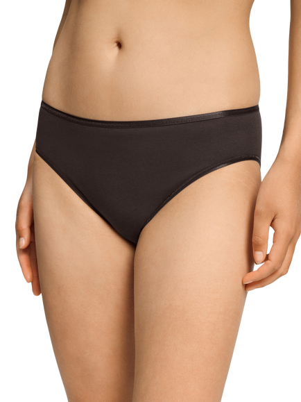 Hanro Cotton Seamless Midi Knickers, Dark Mocha, Dark Mocha