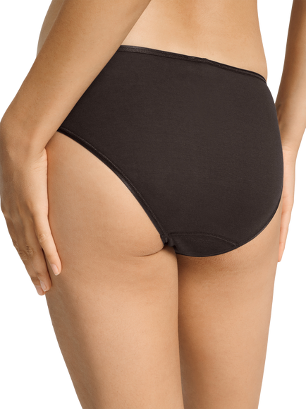 Hanro Cotton Seamless Midi Knickers, Dark Mocha - view 2, Dark Mocha