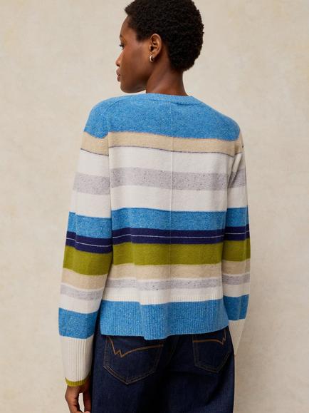 White Stuff Cashmere Striped Jumper, Blue/Multi - view 2, Blue/Multi