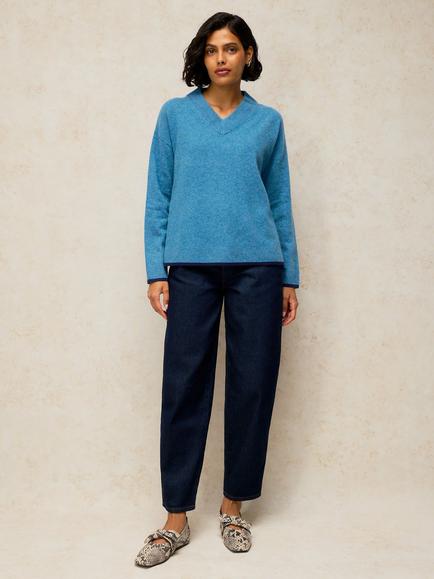White Stuff V-Neck Cashmere Jumper, Bright Blue, Bright Blue