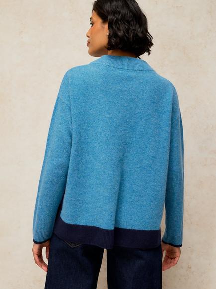 White Stuff V-Neck Cashmere Jumper, Bright Blue - view 2, Bright Blue