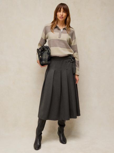 White Stuff Collared Stripe Cashmere Jumper, Natural, Natural