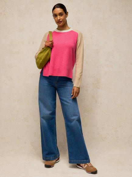 White Stuff Cashmere Jumper, Pink/Multi, Pink/Multi
