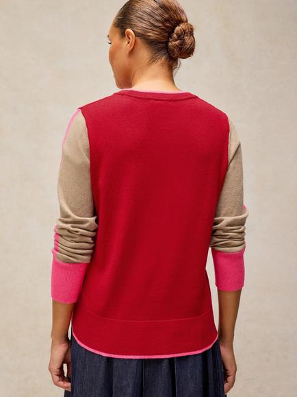 White Stuff Katie Colourblock Jumper, Red/Multi - view 2, Red/Multi