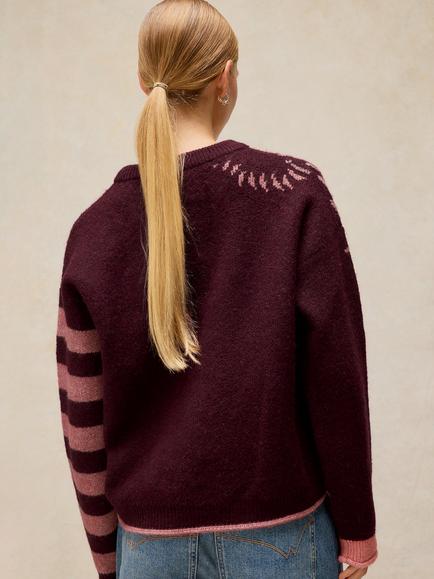 White Stuff Tiger Jumper, Plum/Multi - view 2, Plum/Multi