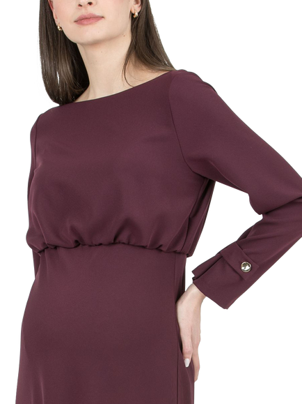 Attesa Chantal Maternity Midi Dress, Burgundy - view 2, Burgundy