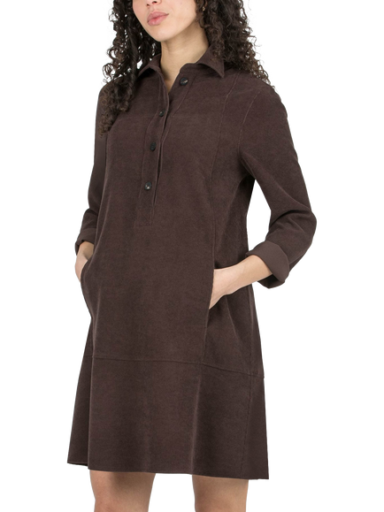 Attesa Greta Corduroy Maternity Shift Dress, Brown, Brown