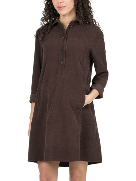 Attesa Greta Corduroy Maternity Shift Dress, Brown - view 2, Brown