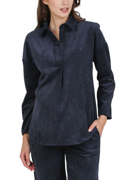 Attesa Olivia Oversized Corduroy Maternity Shirt, Blue, Blue