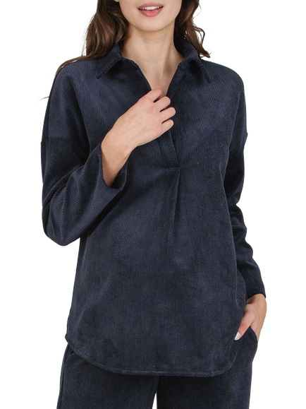 Attesa Olivia Oversized Corduroy Maternity Shirt, Blue - view 2, Blue