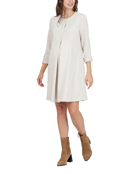 Attesa Jade Corduroy Maternity and Nursing Dress, Chalk, Chalk