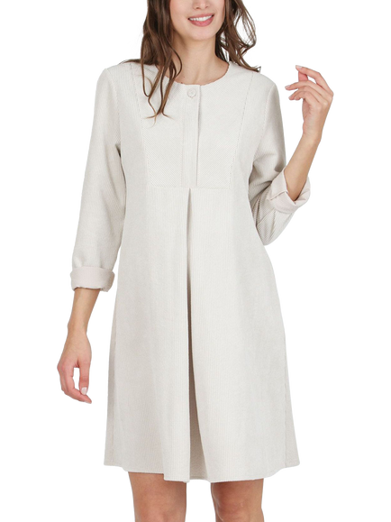 Attesa Jade Corduroy Maternity and Nursing Dress, Chalk - view 2, Chalk