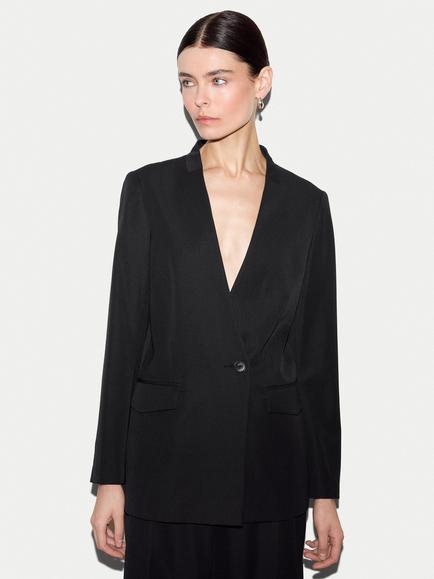 Jigsaw Tailored Collarless Blazer, Black, Black