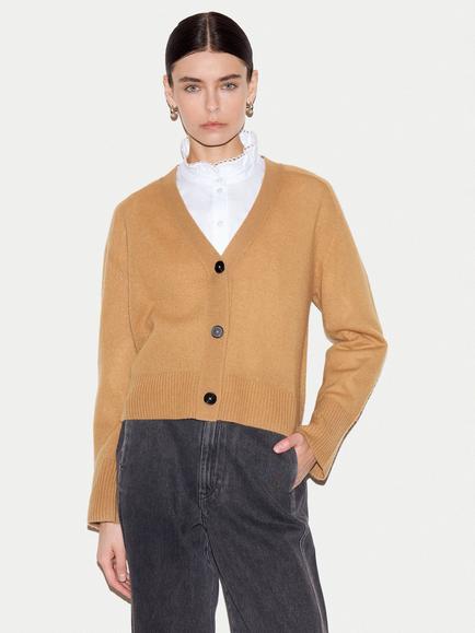 Jigsaw Merino Wool Blend with Cashmere Boxy Cardigan, Camel