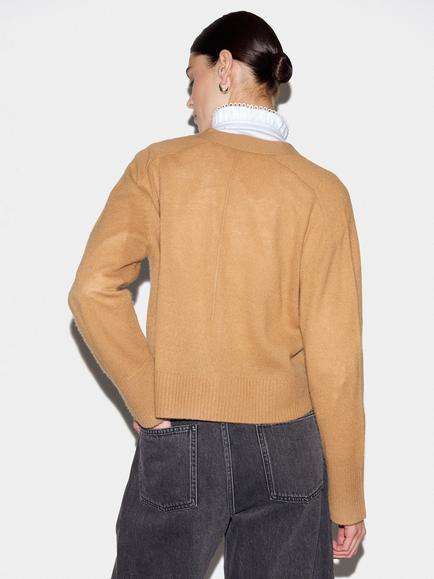 Jigsaw Merino Wool Blend with Cashmere Boxy Cardigan - view 2, Camel