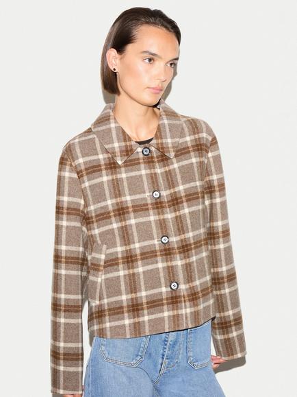Jigsaw Wool Rich Double Faced Check Coat, Taupe, Taupe