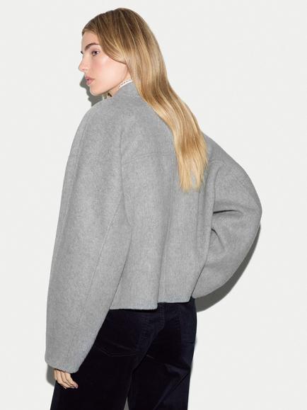 Jigsaw Wool Rich Double Faced Cropped Coat, Grey - view 2, Grey