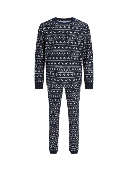 Jack & Jones Christmas Fair Isle Top & Leggings Lounge Set, Blue, Blue