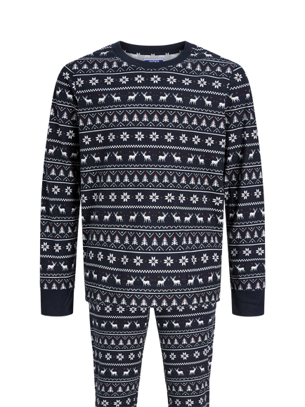 Jack & Jones Christmas Fair Isle Top & Leggings Lounge Set, Blue - view 2, Blue