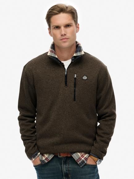 Superdry Storm Fleece Half Zip Jumper, Olive Green, Olive Green