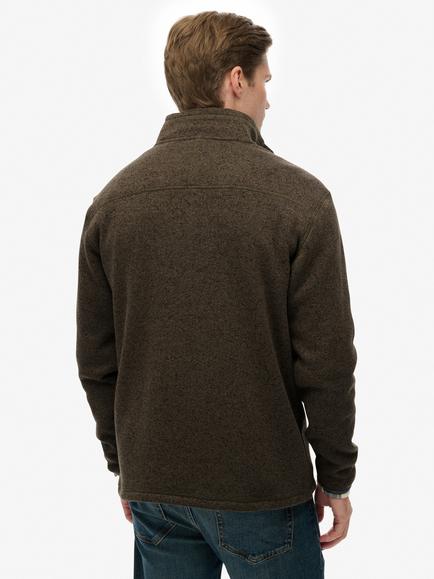 Superdry Storm Fleece Half Zip Jumper, Olive Green - view 2, Olive Green