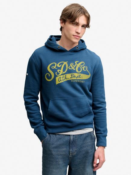 Superdry Cotton Rich Vintage Script Relaxed Hoodie, Skate Navy, Skate Navy
