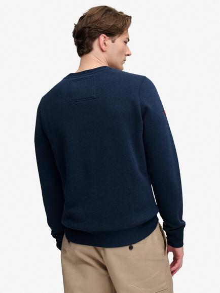 Superdry Cotton Rich Outdoor Stripe Logo Relaxed Sweatshirt, Deep Sea Blue Marl - view 2, Deep Sea Blue Marl