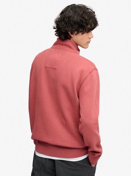 Superdry Cotton Rich Tonal Half Zip Relaxed Sweatshirt, Russet Brown - view 2, Russet Brown