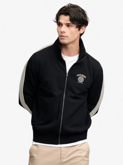 Superdry Cotton Rich Loose Athletic Club Track Top, Jet Black