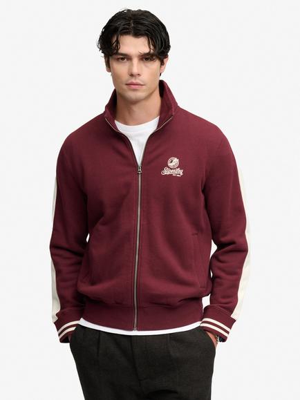 Superdry Cotton Rich Loose Athletic Club Track Top, Port Red