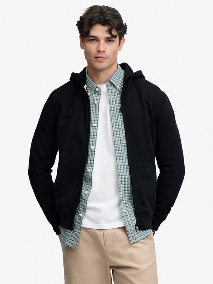 Superdry Cotton Rich Essential SD Co Logo Zip Relaxed Hoodie, Dark Navy