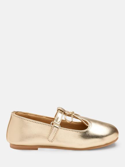 Angel & Rocket Kids' Birdy Metallic Round Toe Ballet Flats, Gold, Gold