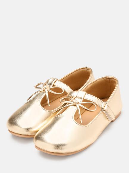 Angel & Rocket Kids' Birdy Metallic Round Toe Ballet Flats, Gold - view 2, Gold