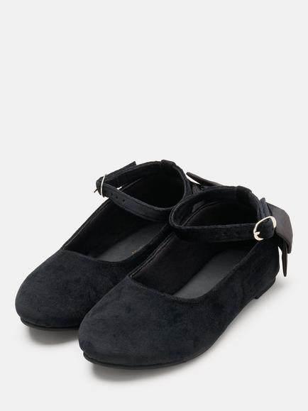Angel & Rocket Kids' Velvet Satin Bow Back Shoes, Black - view 2, Black