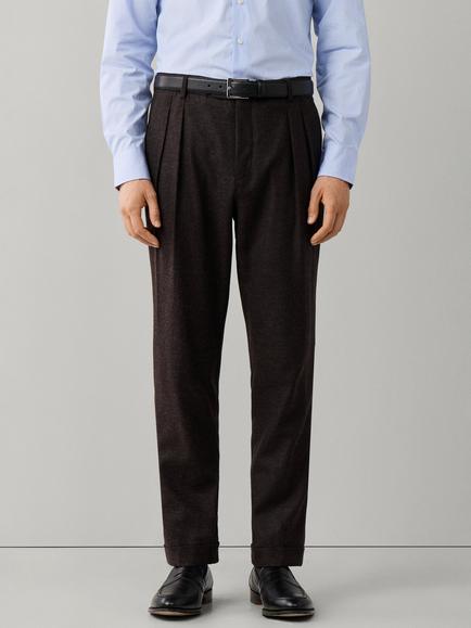 Hackett London Eton Double Pleat Wool Blend Trousers, Ebony Brown