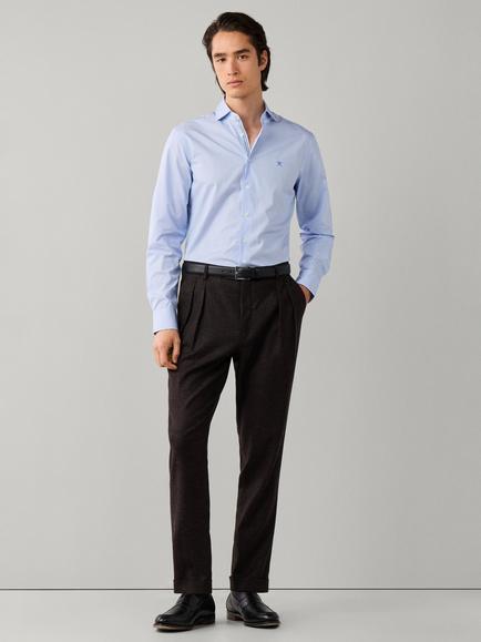Hackett London Eton Double Pleat Wool Blend Trousers - view 2, Ebony Brown