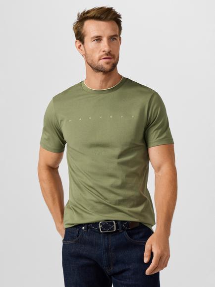 Hackett London Sport Essential Crew Neck Cotton T-Shirt, Military Olive Green