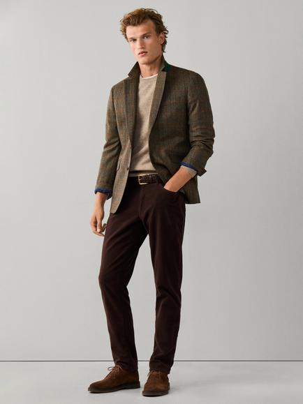 Hackett London Regular Fit Trinity Moleskin Trousers - view 2, Ebony Brown