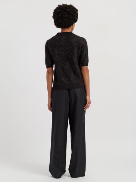 Chinti & Parker Brushed Cashmere Polo T-Shirt - view 2, Black