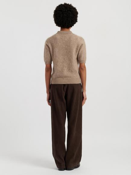 Chinti & Parker Brushed Cashmere Polo T-Shirt - view 2, Warm Oatmeal