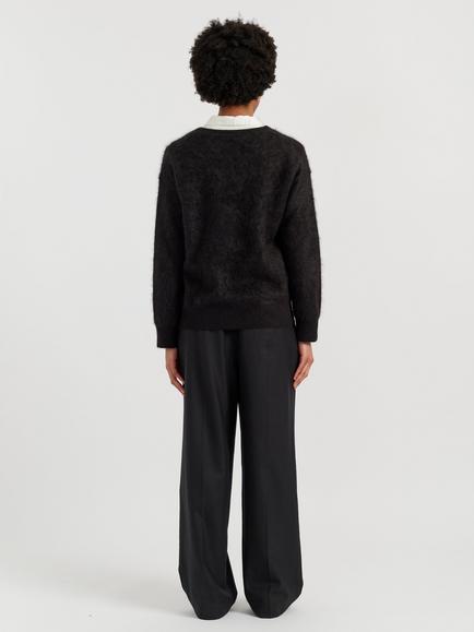 Chinti & Parker Brushed Cashmere Crew Neck Jumper - view 2, Black