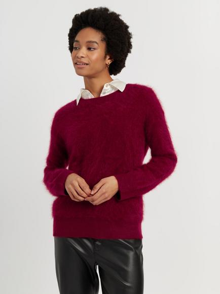 Chinti & Parker Brushed Cashmere Crew Neck Jumper, Cherry