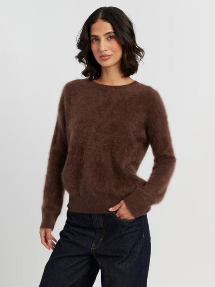 Chinti & Parker Brushed Cashmere Crew Neck Jumper, Chocolate, Chocolate