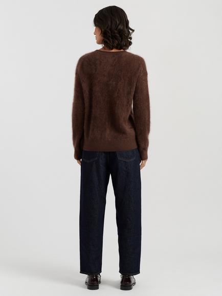 Chinti & Parker Brushed Cashmere Crew Neck Jumper, Chocolate - view 2, Chocolate