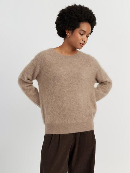 Chinti & Parker Brushed Cashmere Crew Neck Jumper, Warm Oatmeal