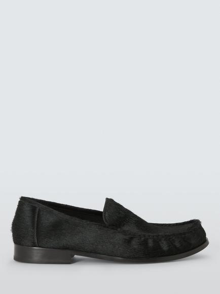 Grenson x clothsurgeon Norman Hair on Hide Leather Loafers, Black, Black