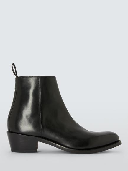 Grenson x clothsurgeon Rao Leather Cuban Heel Ankle Boots, Black, Black